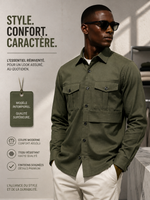 Charger l'image dans la galerie, SURCHEMISE VERT TREILLIS — L’ÉLÉGANCE AU QUOTIDIEN