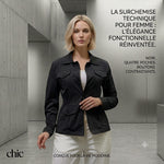 Charger l'image dans la galerie, Surchemise Technique Femme Noire à 4 Poches – Style & Élégance Fonctionnelle Ajustée à la Taille , très Chic & Pratique
