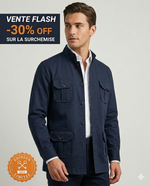 Charger l'image dans la galerie, -30% : La Surchemise Col Mao Élégance Moderne 4 poches
